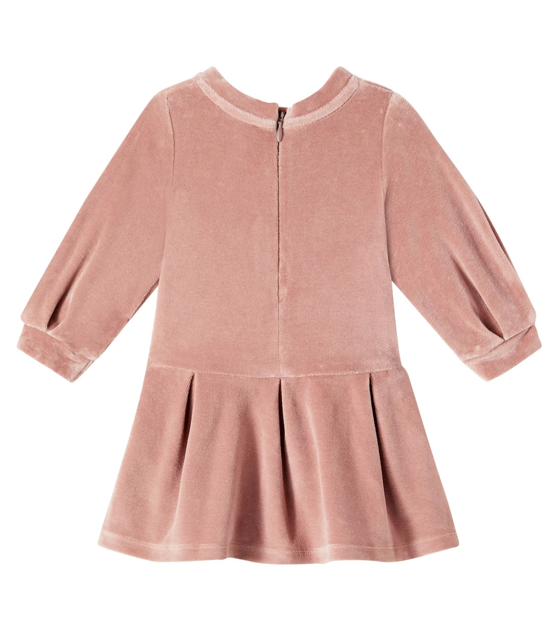 Chloé Kids - فستان مخمل قطني بشعار العلامة