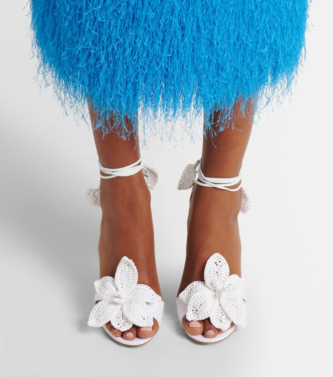 Aquazzura - Calypso leather-trimmed raffia sandals