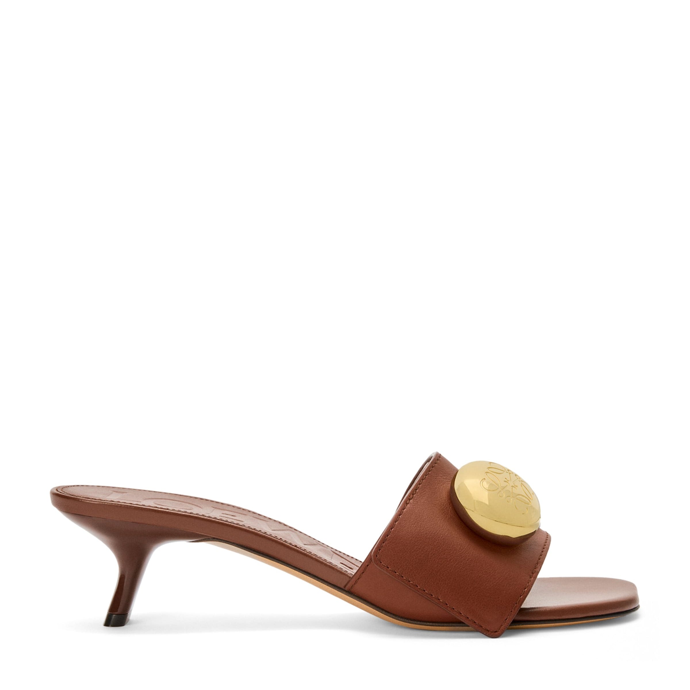 Leather Pebble Heeled Mules 45