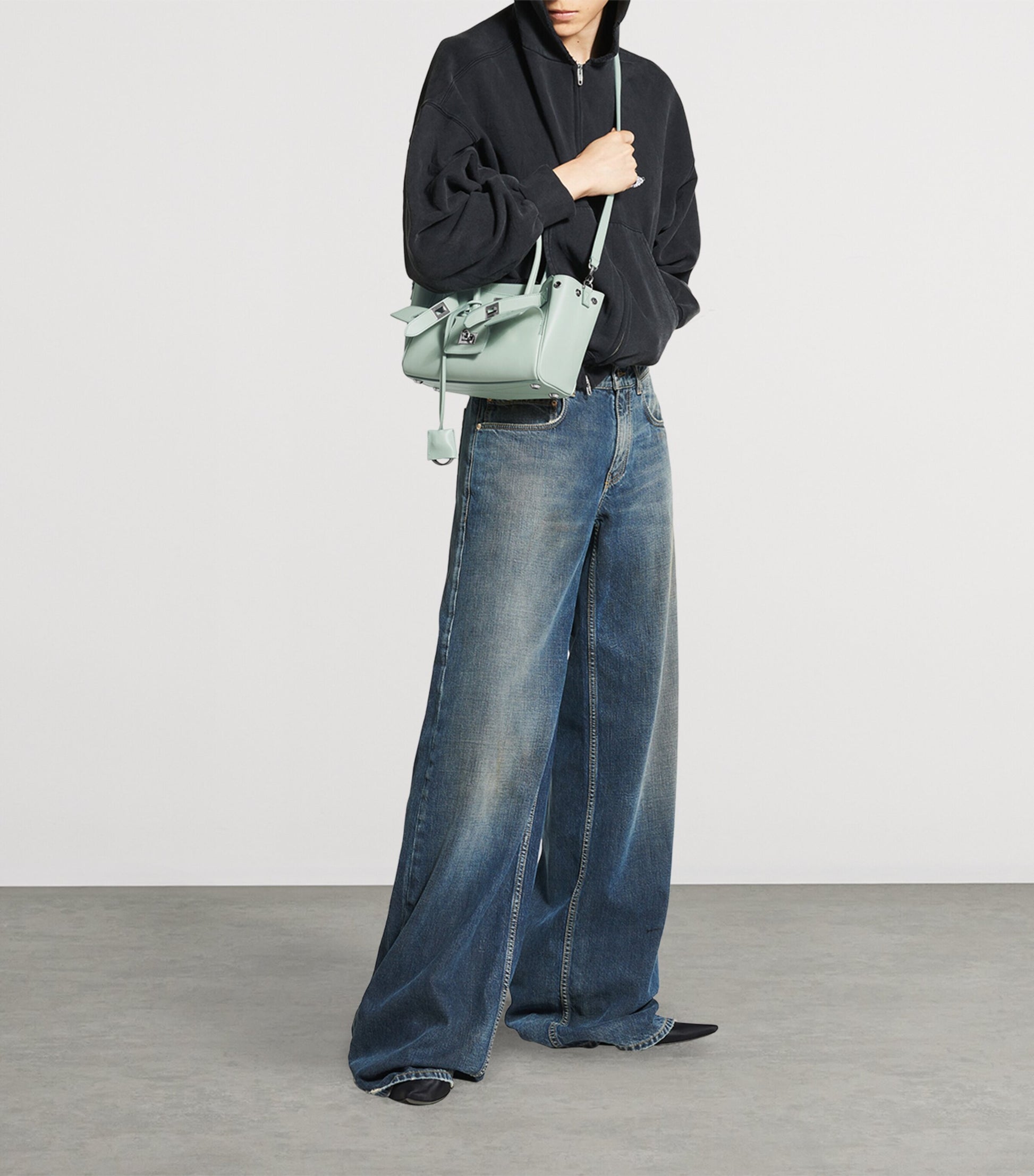 Balenciaga Green Mini Leather Bel Air Carry All Tote Bag