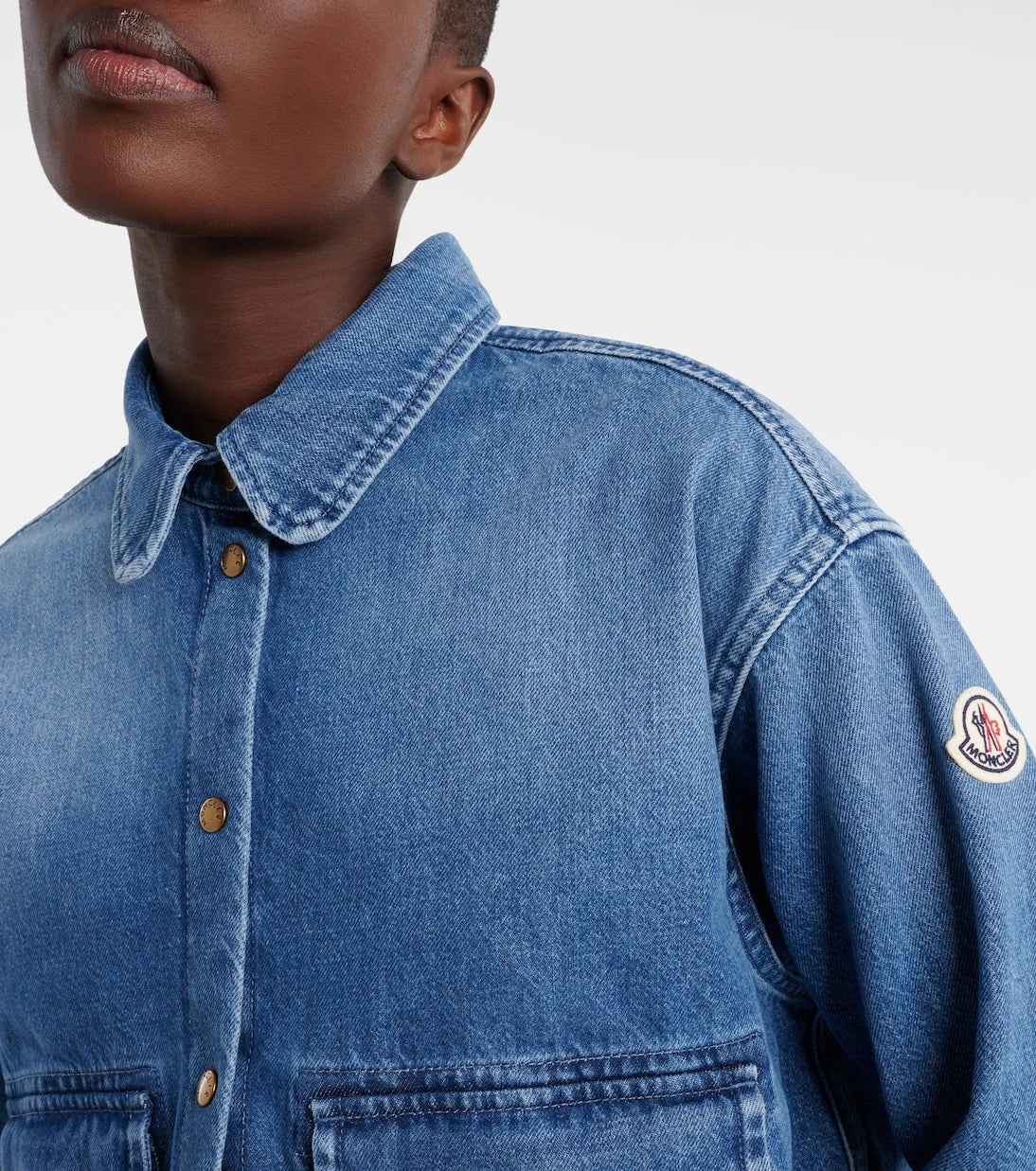 Moncler - Teddy-trimmed denim shirt