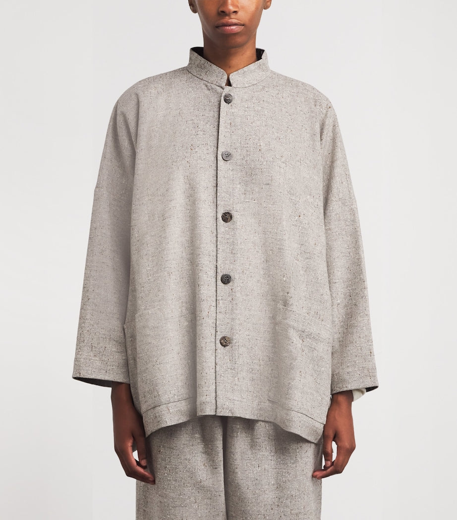 Virgin Wool Mandarin-Collar Jacket STONE