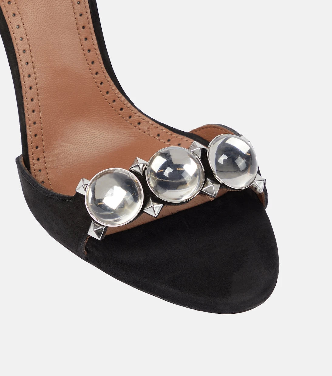 Alaïa - La Bombe 110 embellished suede sandals