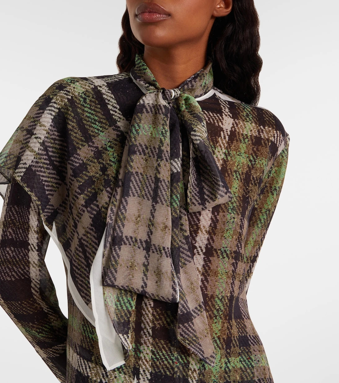 Acne Studios - Trompe l'oeil bağcıklı ipek bluz