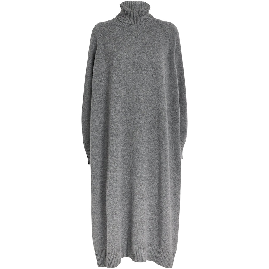 Eskandar Grey Cashmere Wide Rollneck Sweater Dress