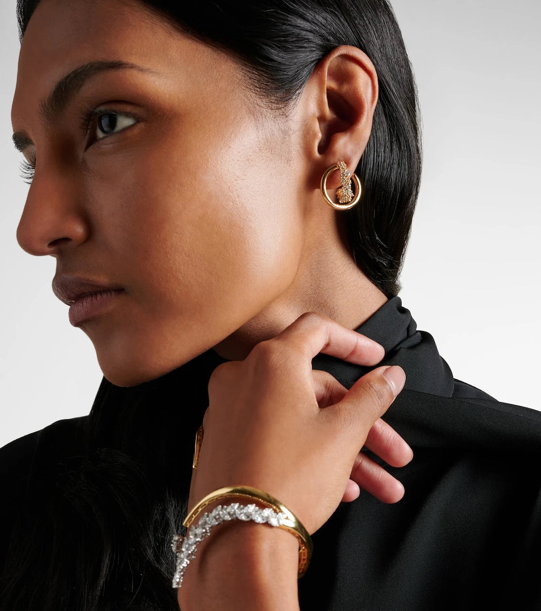 Ananya - Scatter Double 18kt gold earrings with diamonds