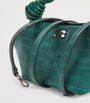 GANNI Green Mini Croc-Embossed Bou Top-Handle Bag
