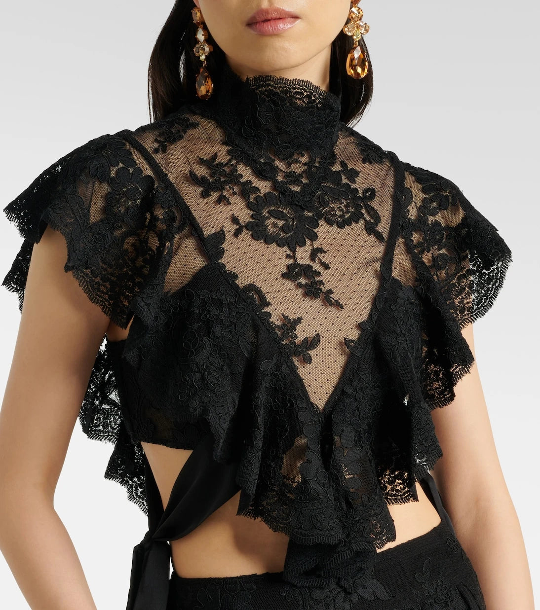 Zimmermann - Luna fırfırlı dantel crop top