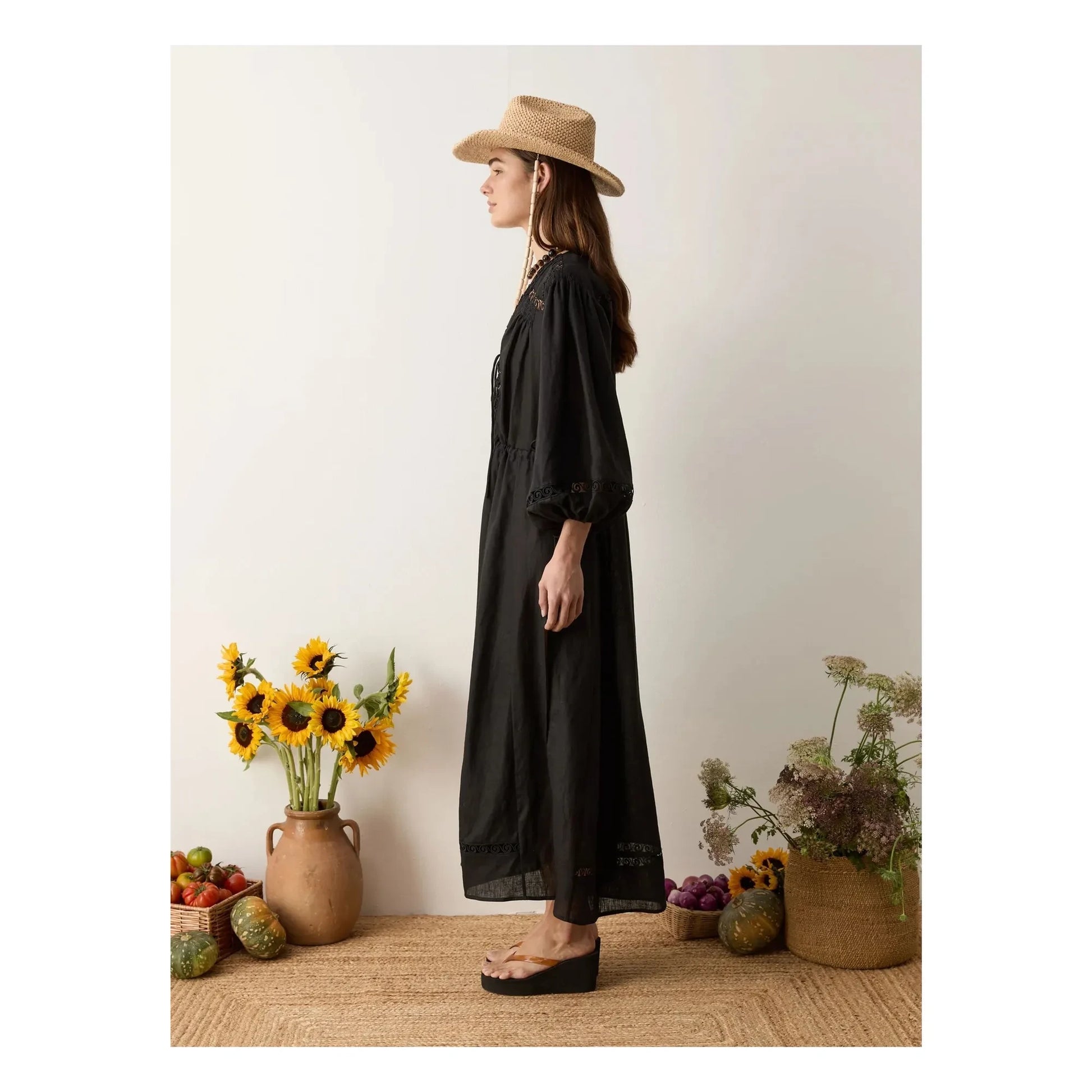 Boteh - Atlas Linen Smocked Dress | Black
