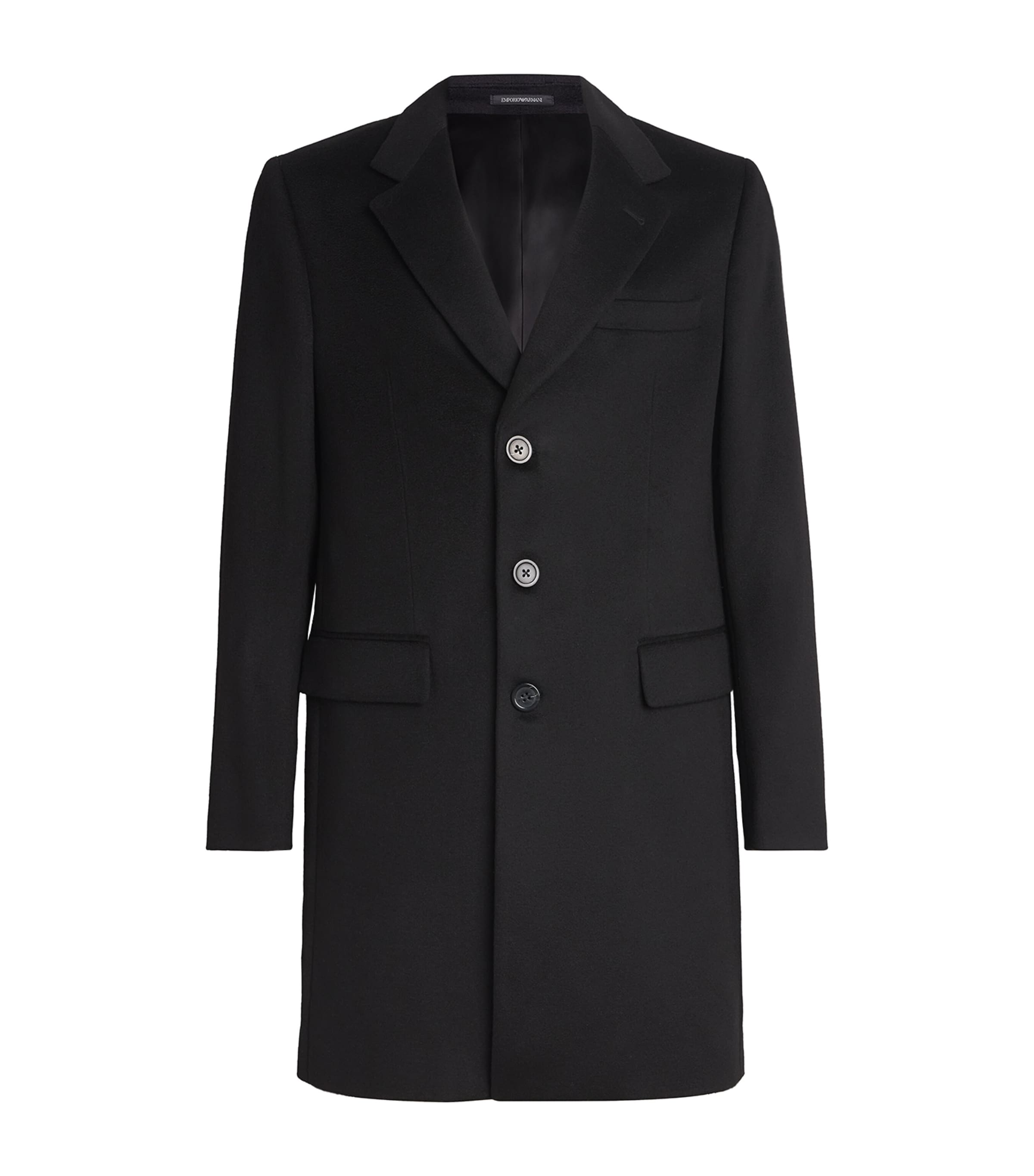 Emporio Armani Black Beaver Cashmere Overcoat