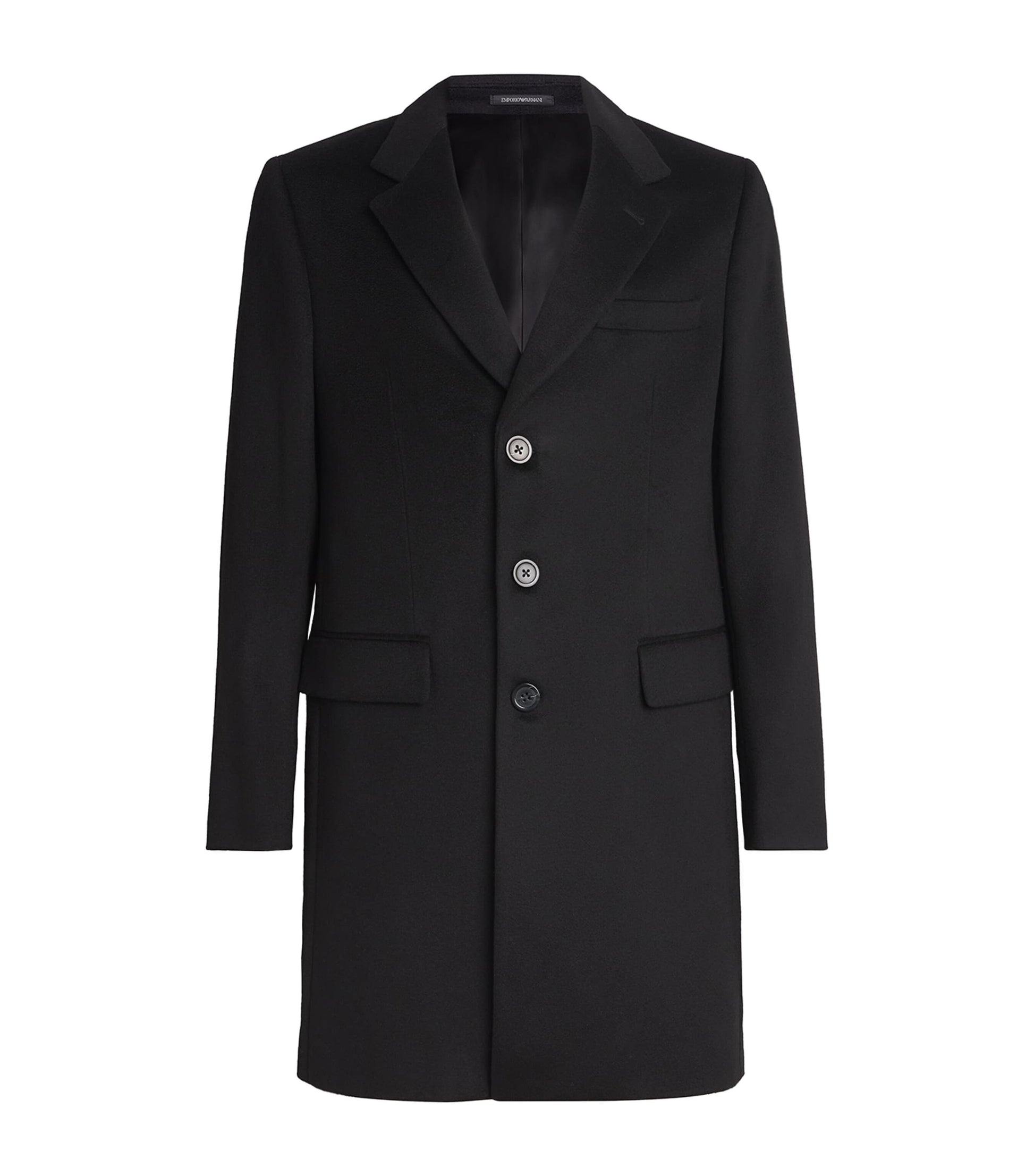 Emporio Armani Black Beaver Cashmere Overcoat