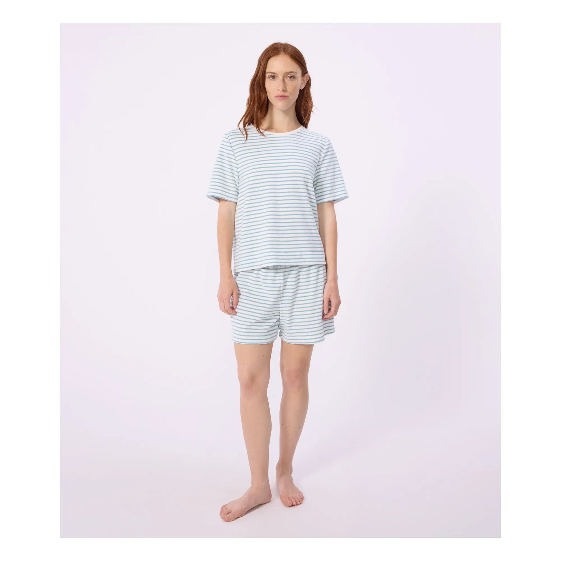 Petit Bateau - Striped Towelling Pyjama Shorts | Turquoise