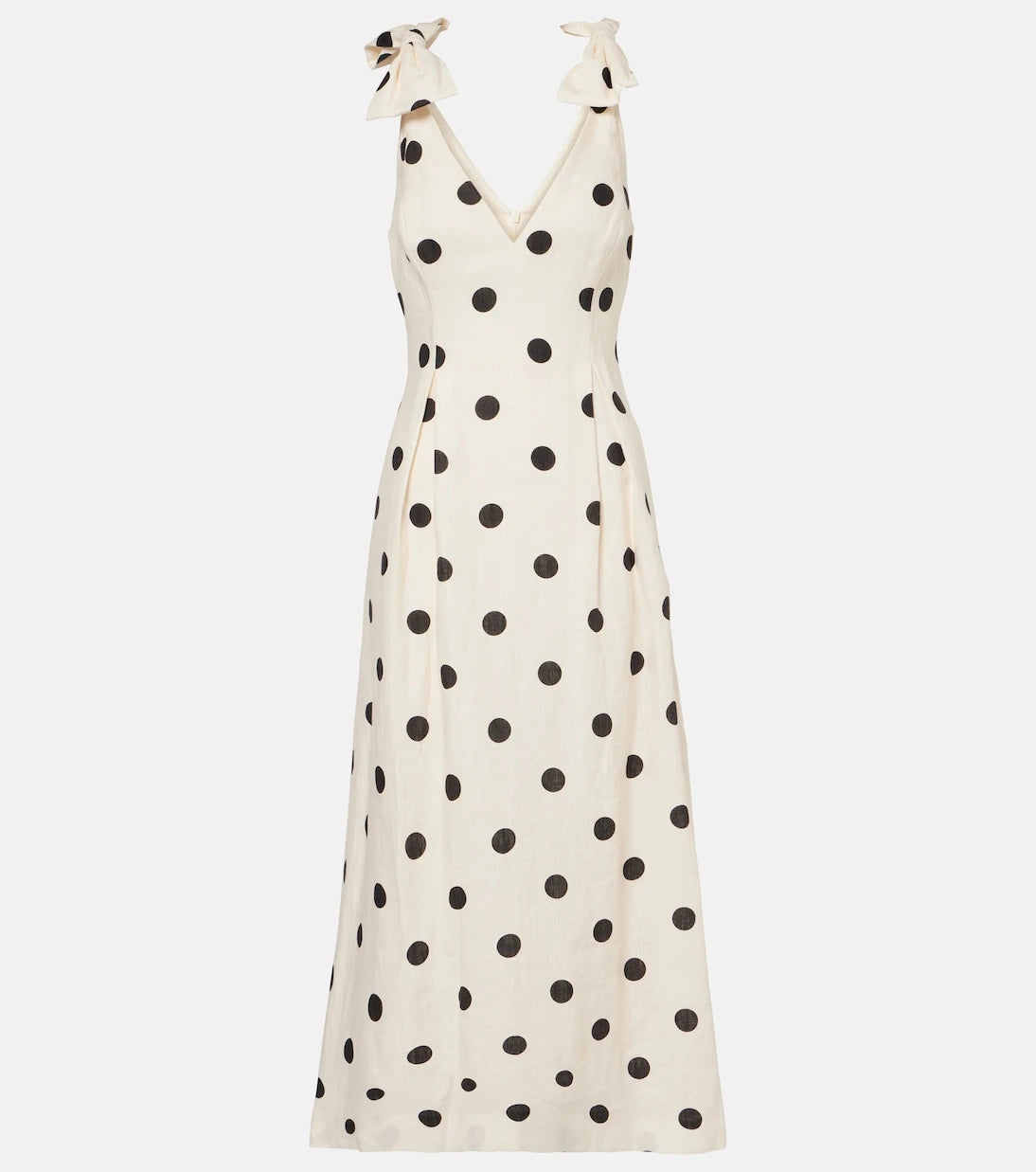 Zimmermann - Polka-dot bow-detail linen midi dress