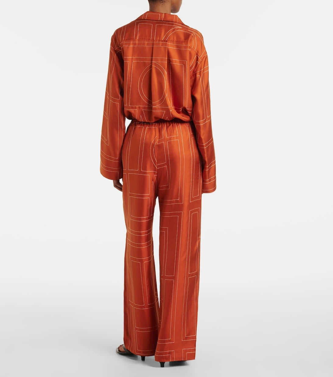 Toteme - Monogram silk twill pajama pants