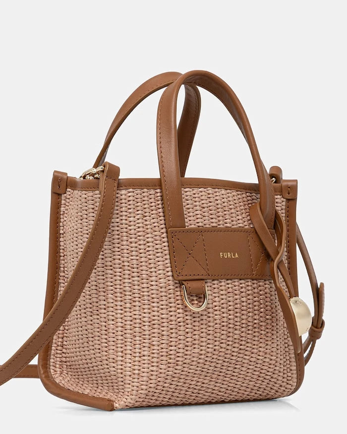 Furla чанта crossbody дамска от сплетена материя Divide It Mini Tote