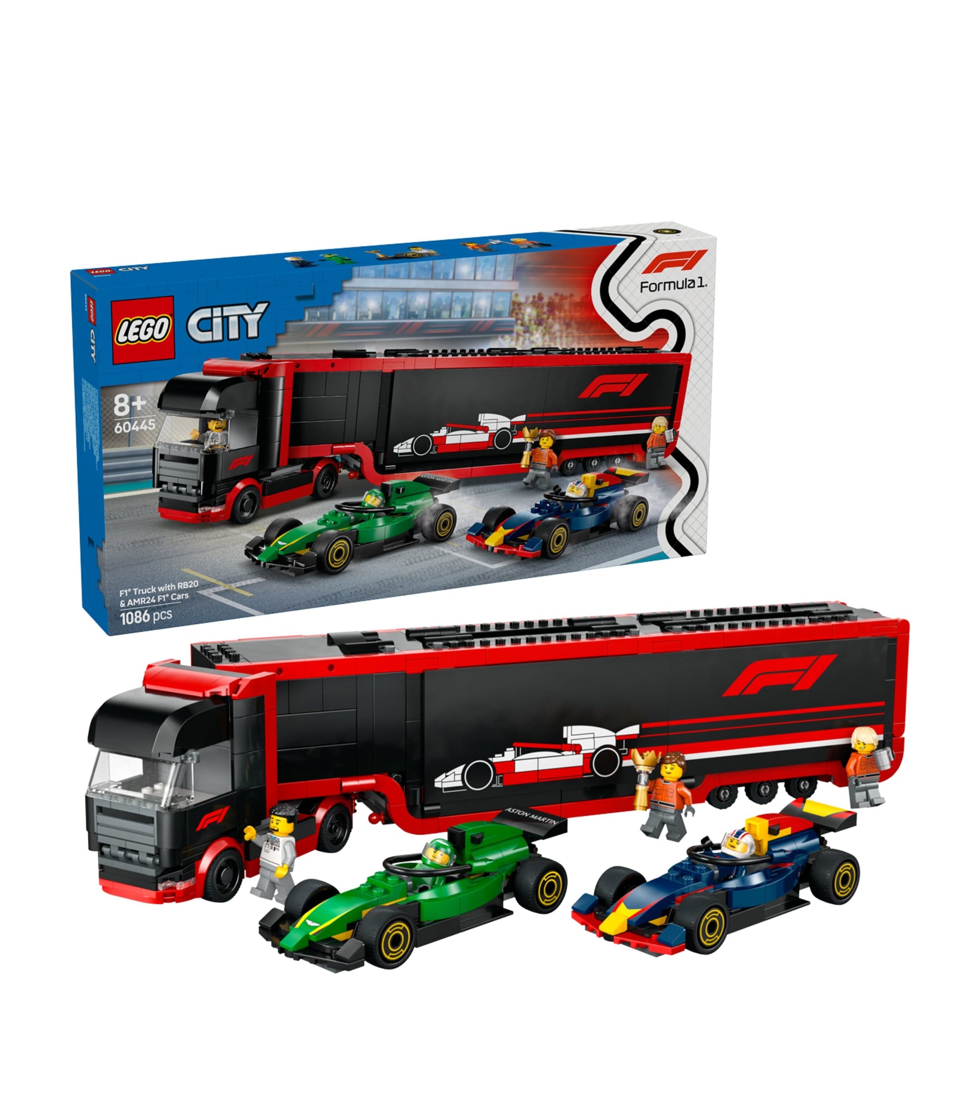 F1 Truck with RB20 & AMR24 F1 Cars 60445