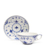 Royal Copenhagen Blue Fluted Half Lace Teacup and Saucer