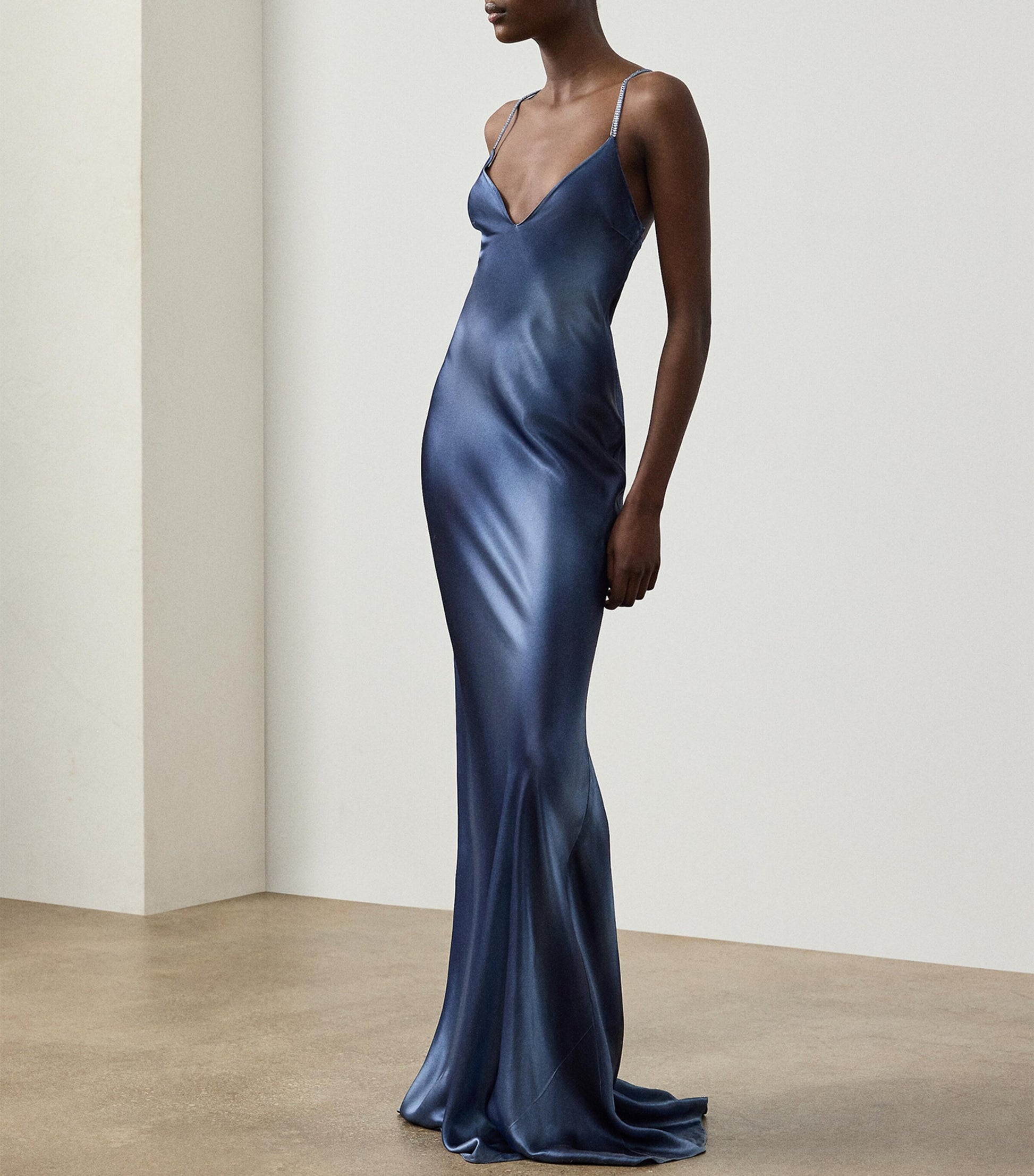Ralph Lauren Collection Blue Satin Maxi Dress