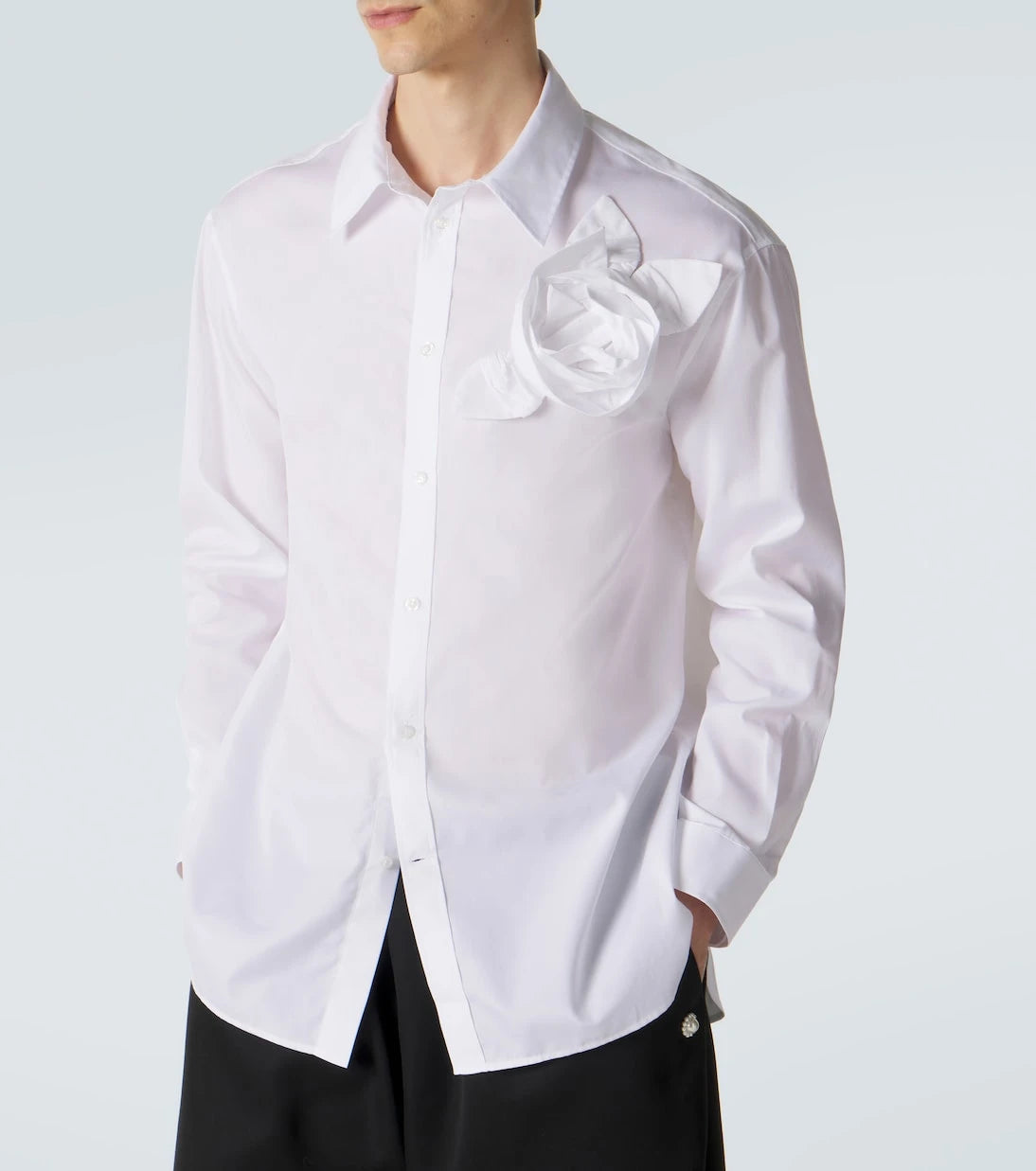 Simone Rocha - Floral-appliqué cotton poplin shirt