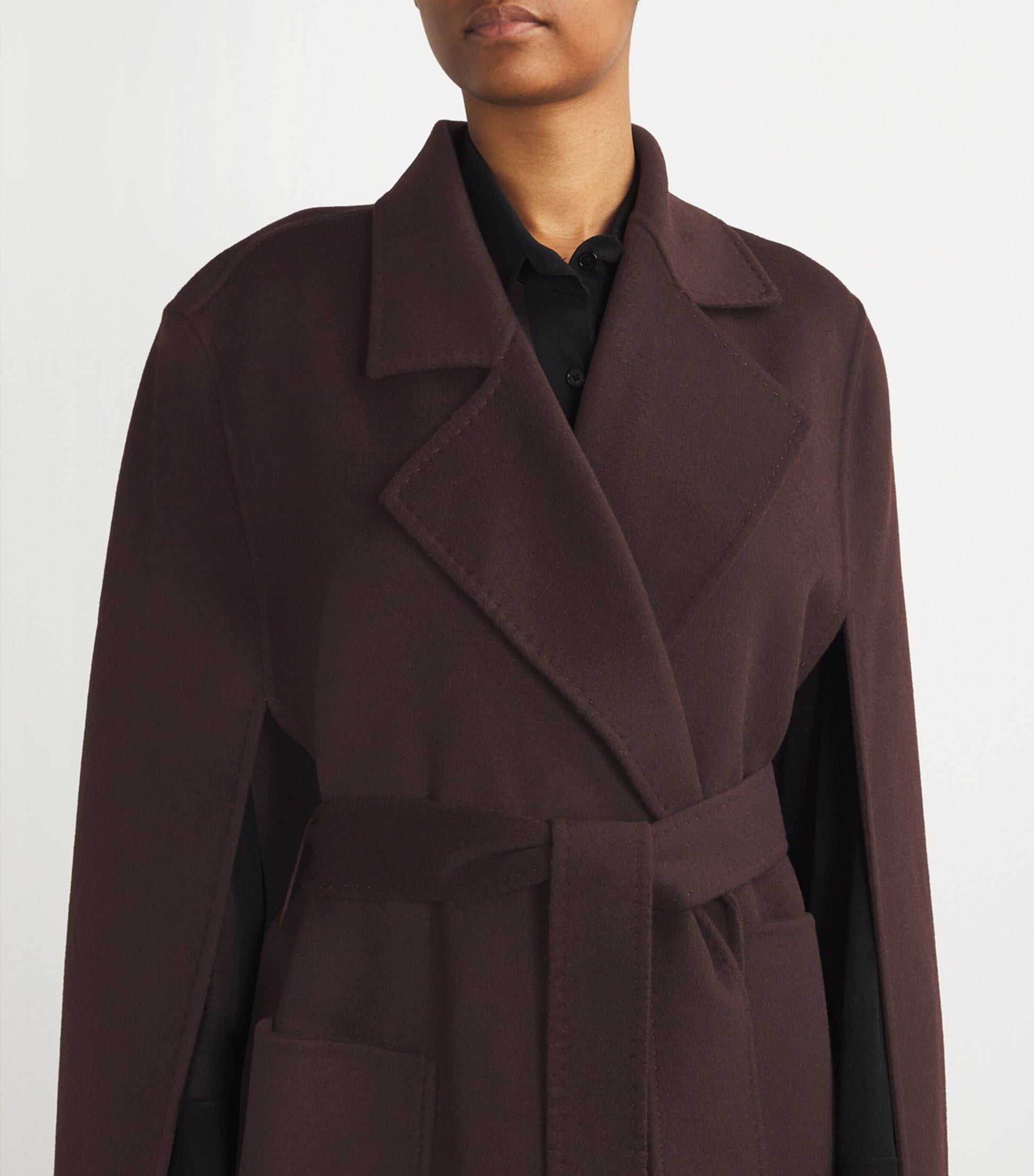 Wolk Morais Brown Cashmere On Set Cape Coat