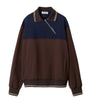 Miu Miu Brown Asymmetric-Zip Polo Sweatshirt