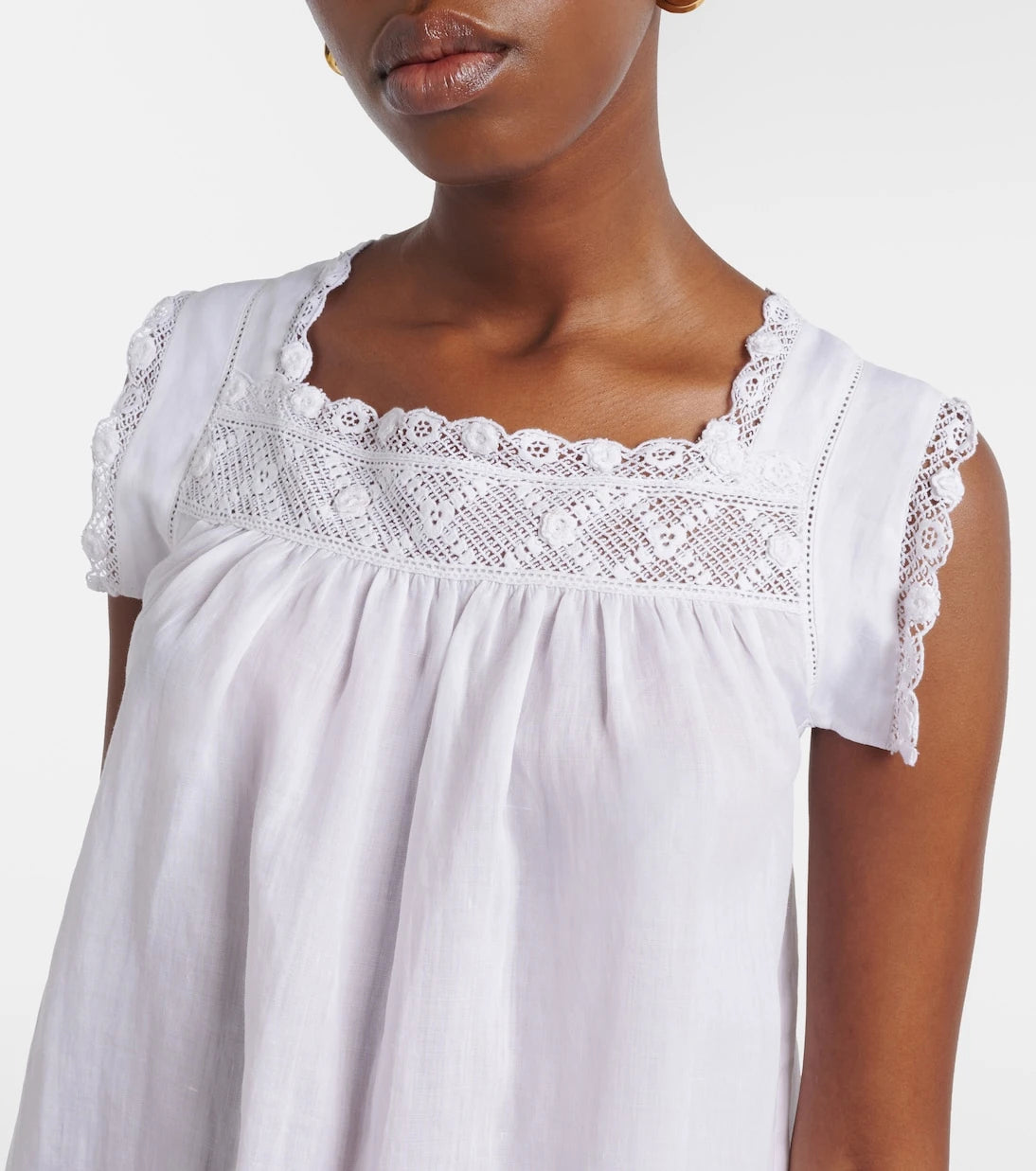 Dôen - Almadia lace-trimmed ramie minidress