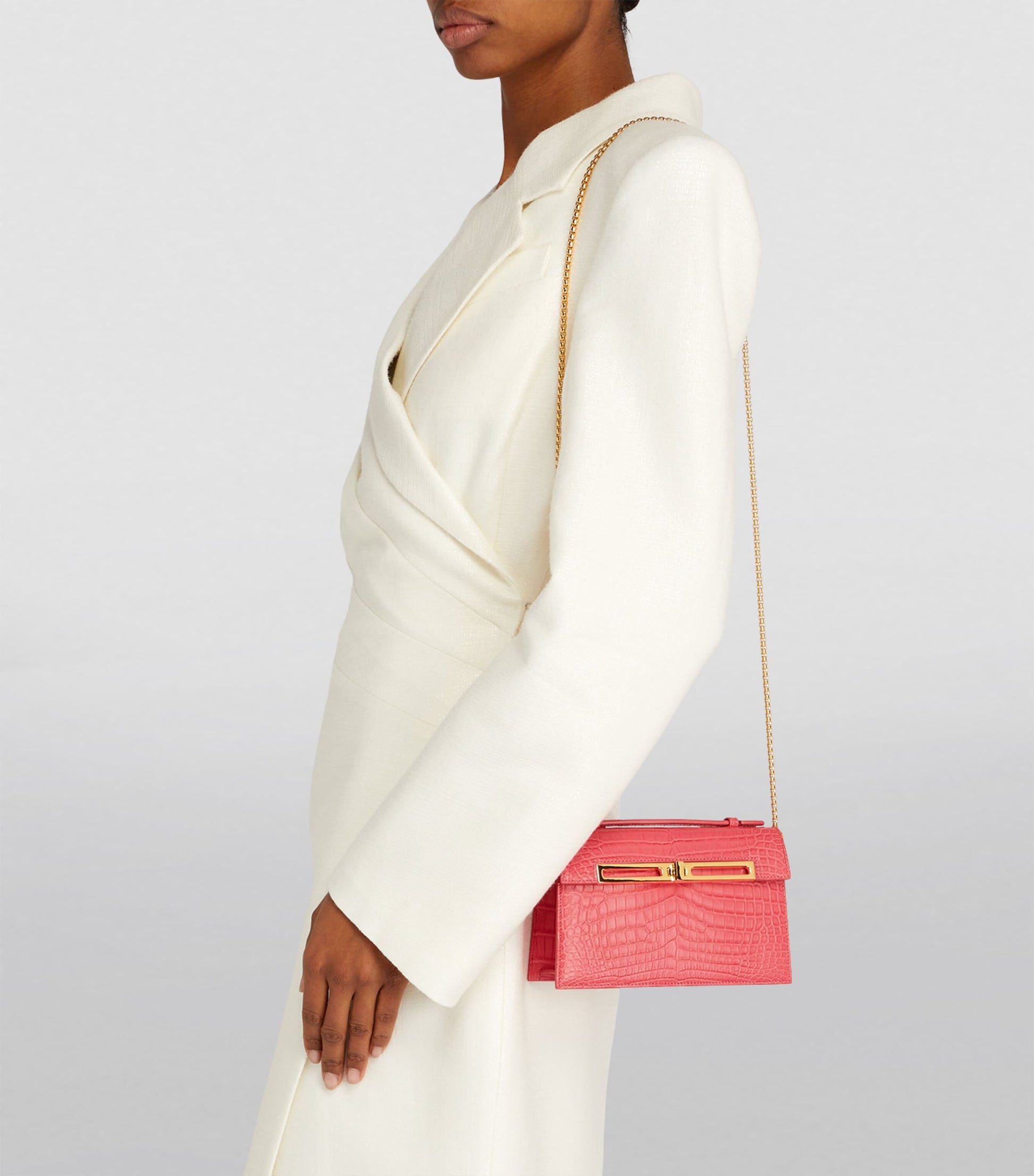 Llora Pink Mini Crocodile Emma Top-Handle Bag