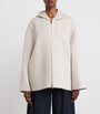Max Mara White Virgin Wool Hooded Coat