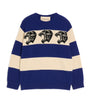 Valentino Garavani Blue Virgin Wool Panther Sweater