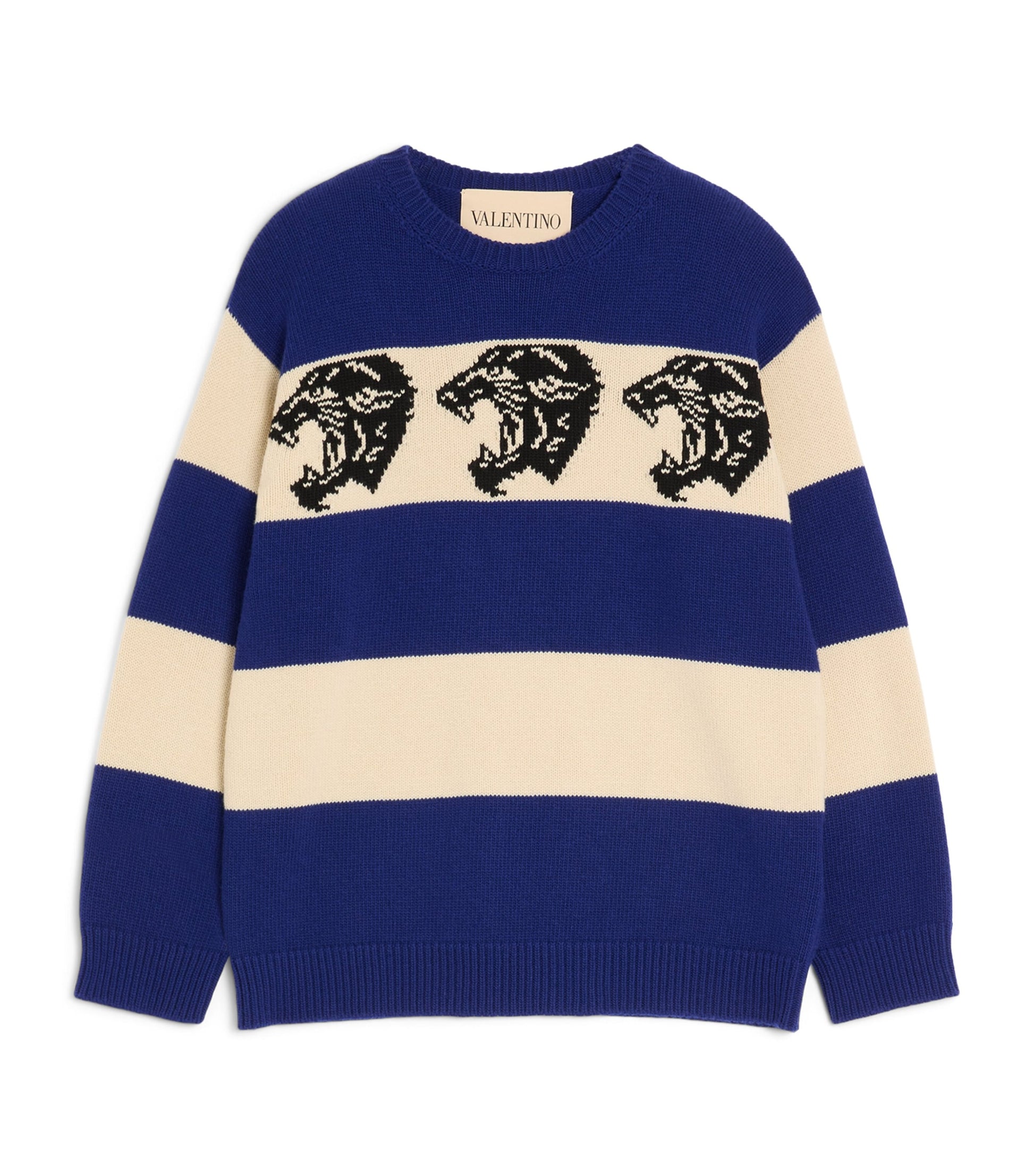 Valentino Garavani Blue Virgin Wool Panther Sweater