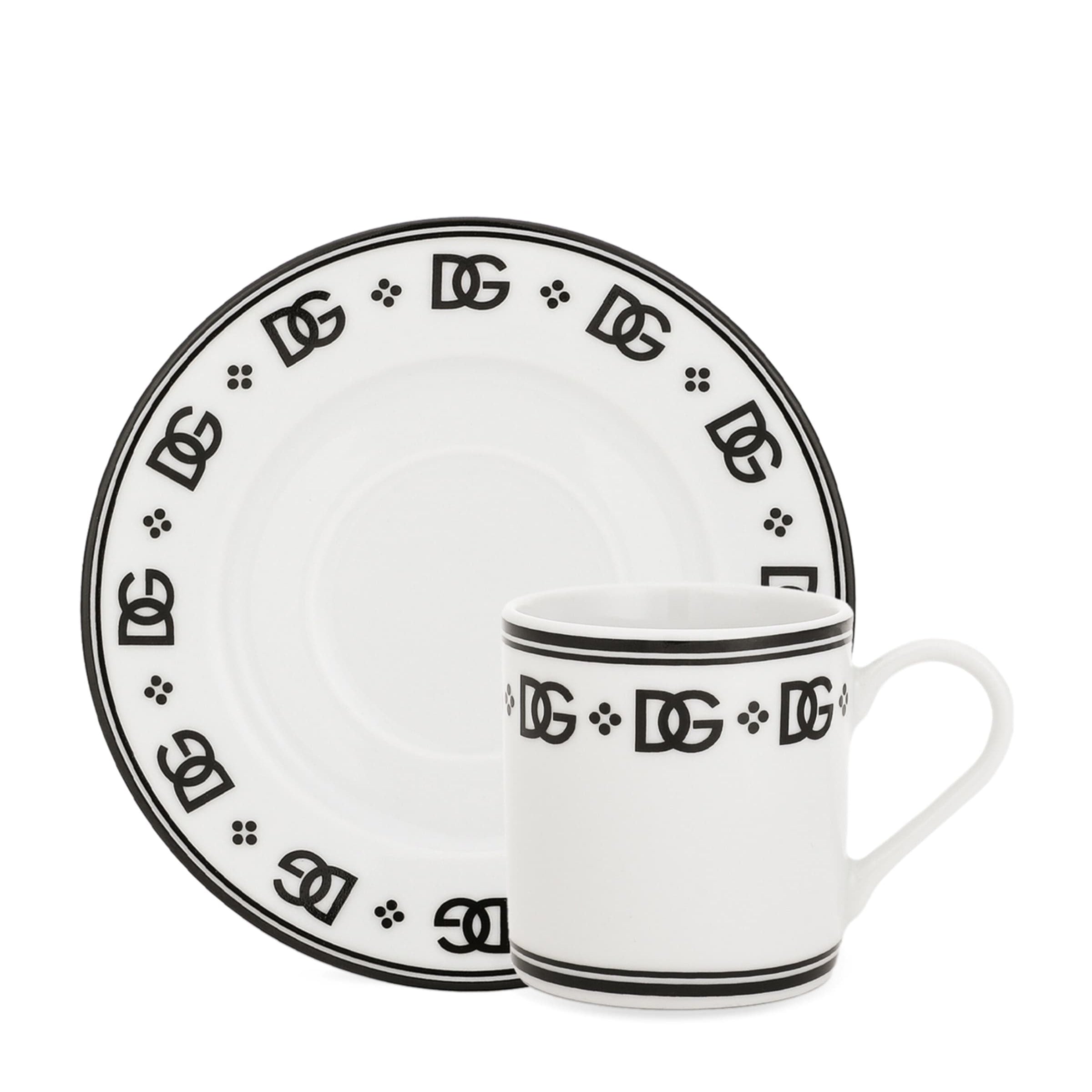 Dolce & Gabbana Casa DG Logo Coffee Cups and Saucers (Set of 2)