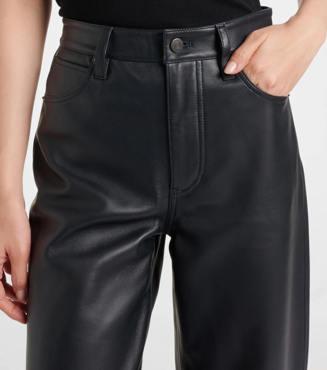 Frame - Neat leather straight pants