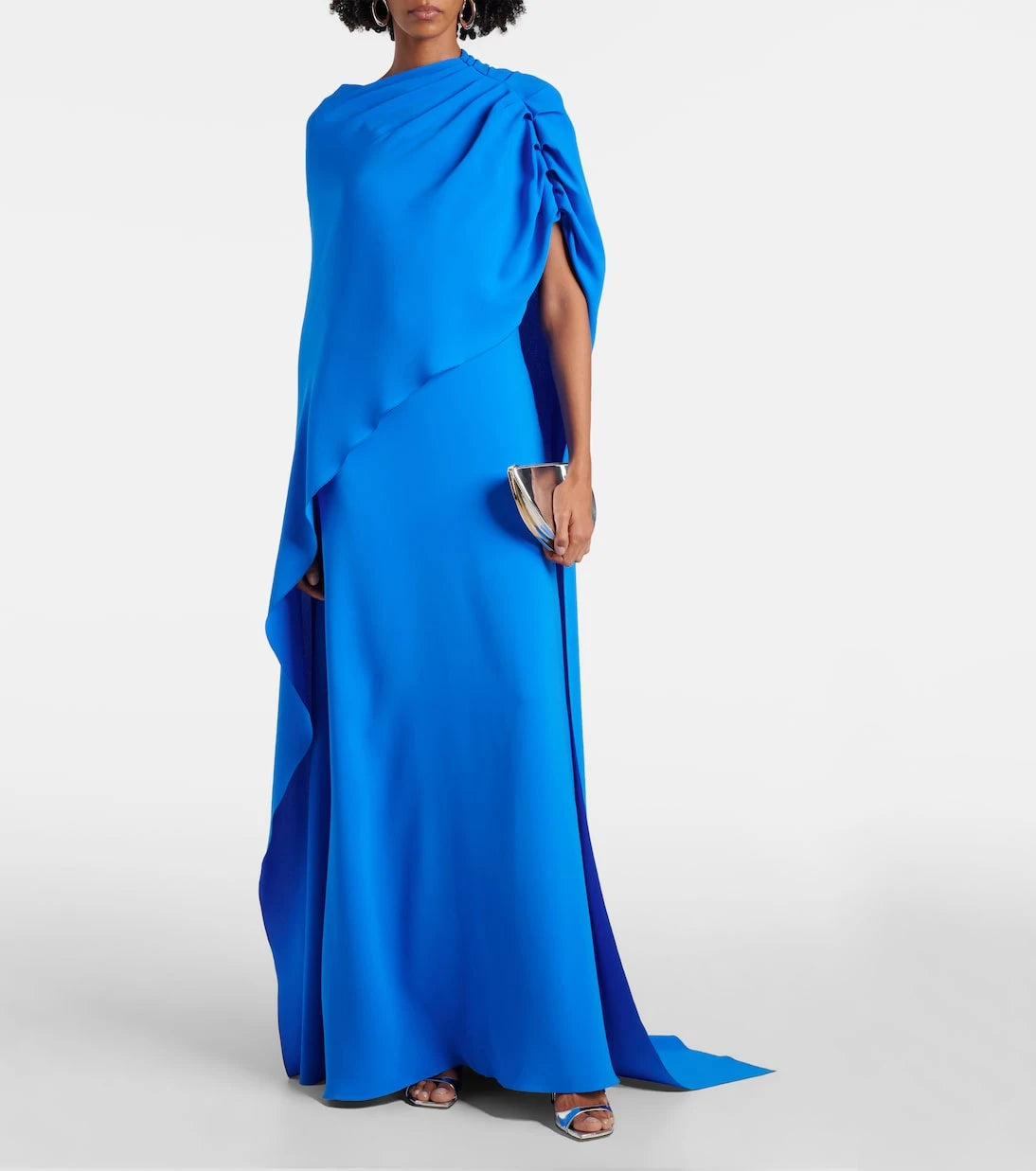 Oscar de la Renta - فستان من قماش الجورجيت الحريري المخلوط بتصميم درابيه