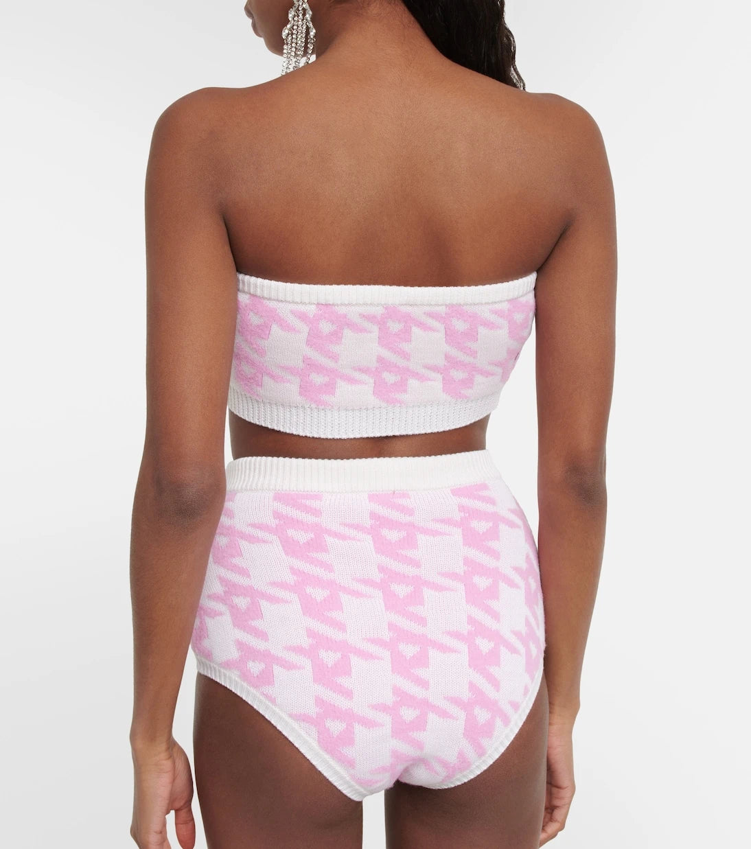 Area - Houndstooth wool-blend bandeau top