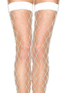 White Diamond Net Stockings with Wide Bands