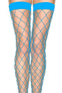 Turquoise Diamond Net Stockings with Wide Bands