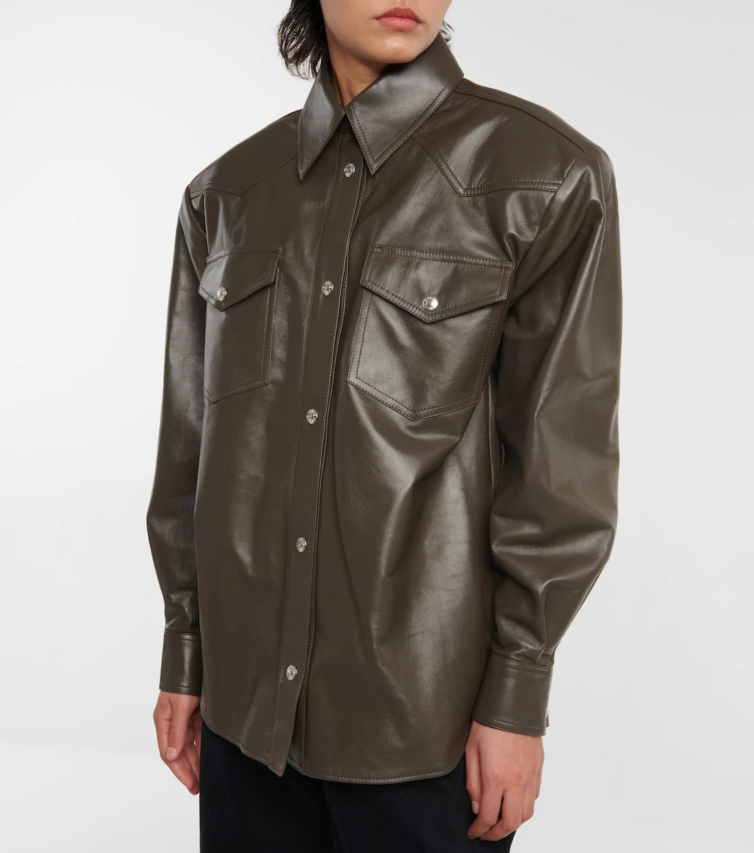 Alexandre Vauthier - Oversized leather shirt