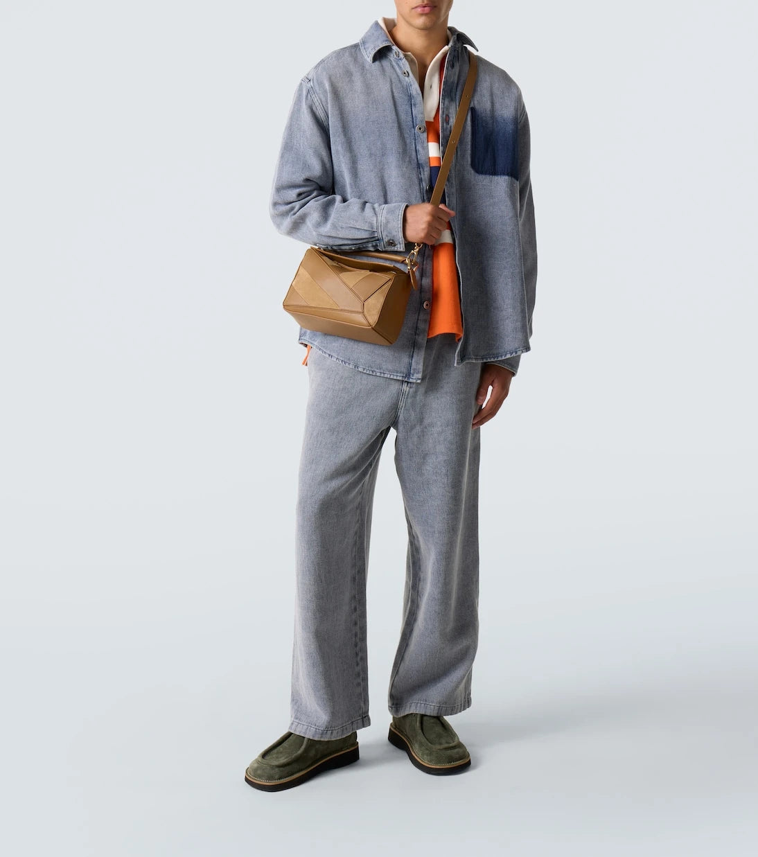 Loewe - Puzzle Küçük boy deri ve süet omuz çantası