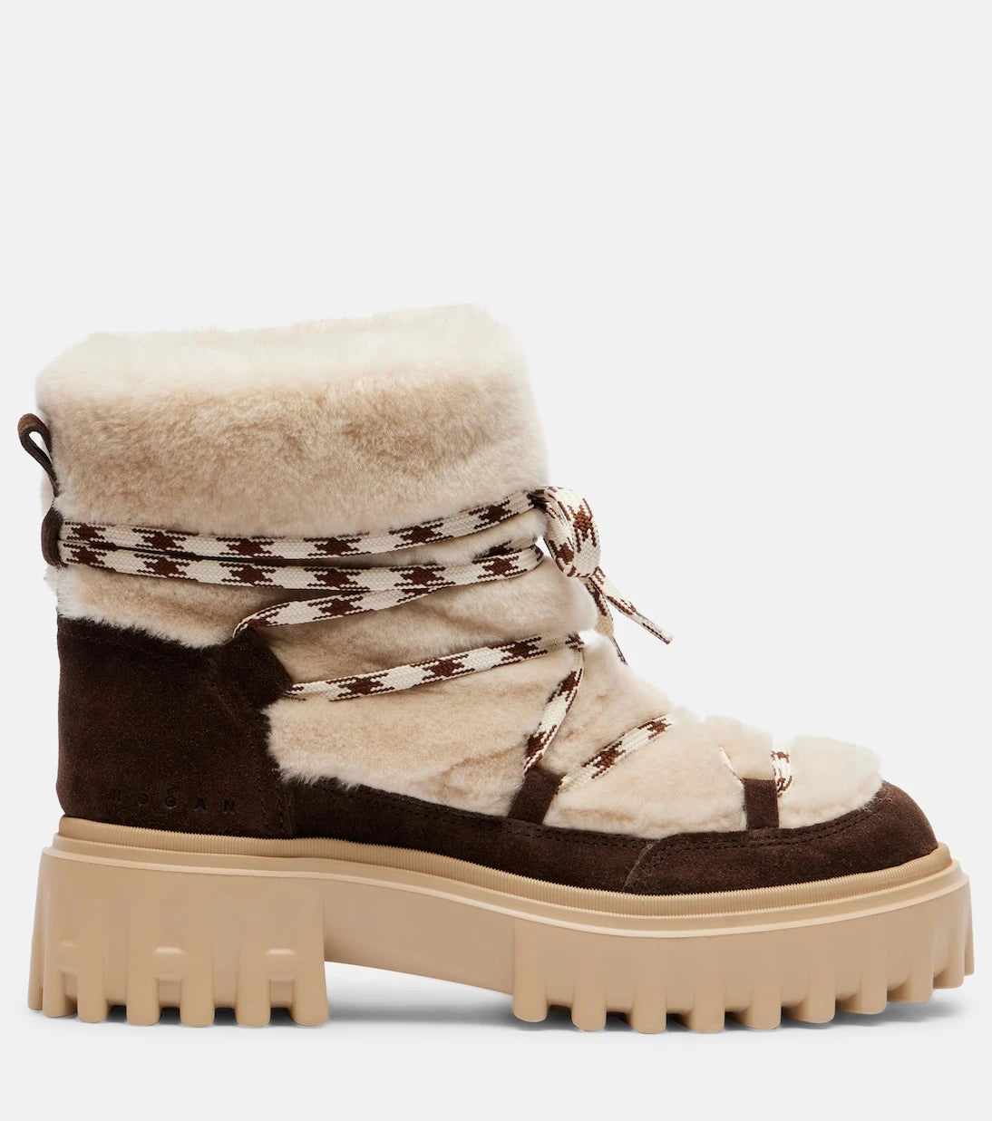 Hogan - Suede and shearling lace-up boots