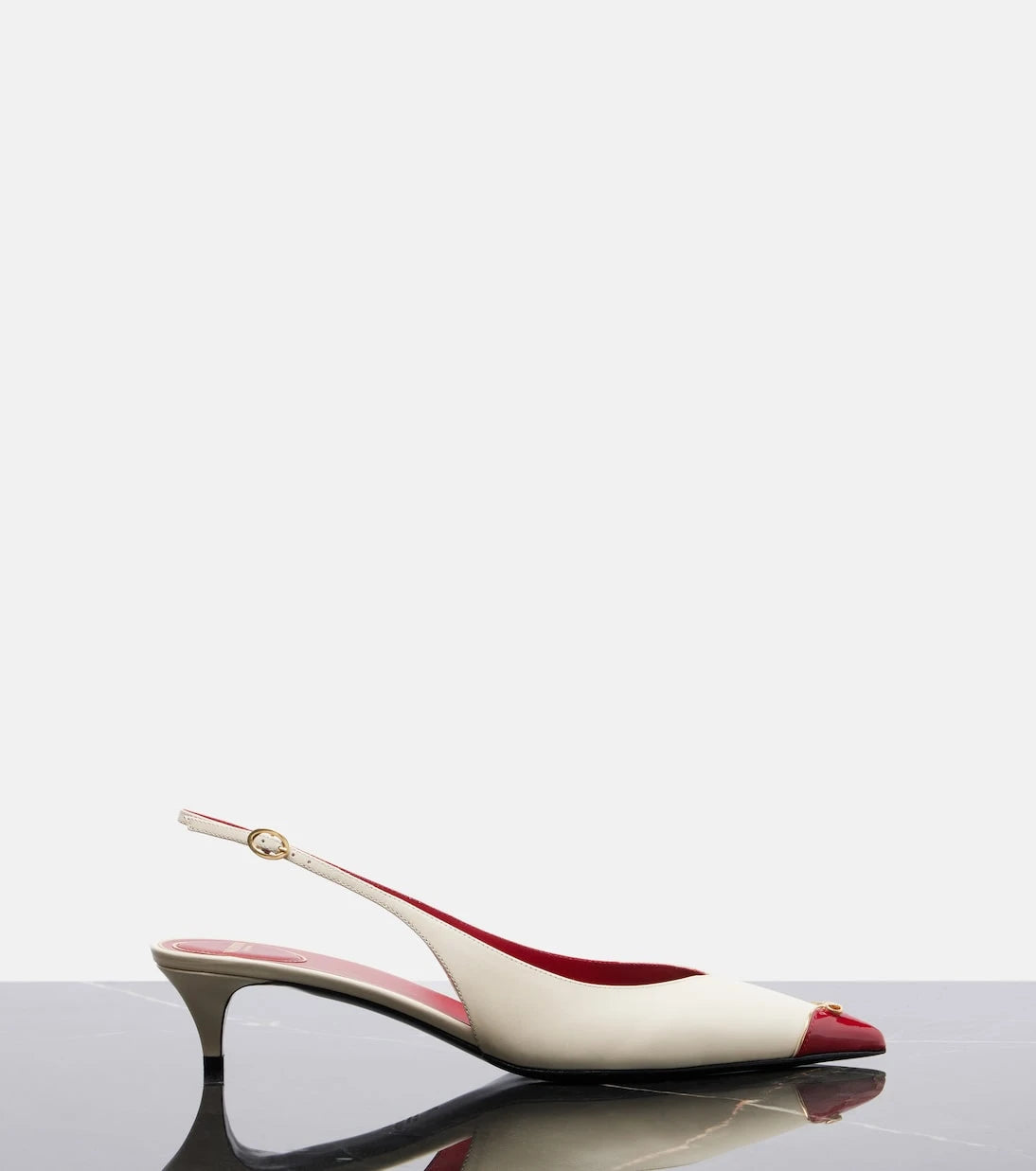 Valentino Garavani - Heartip leather slingback pumps