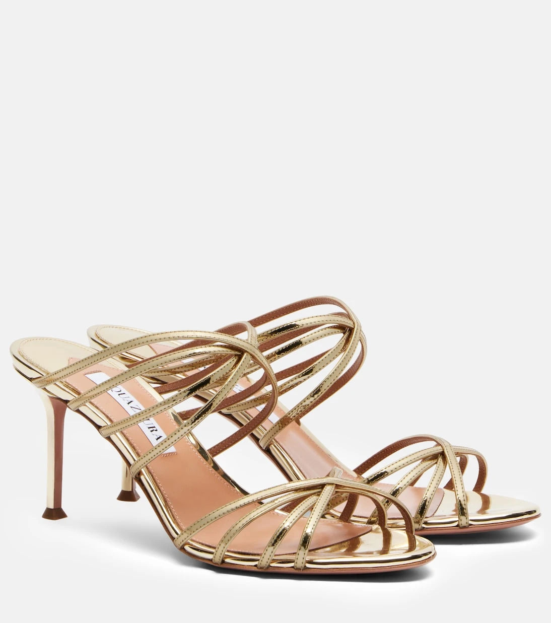 Aquazzura - Tell Me mirrored leather mules