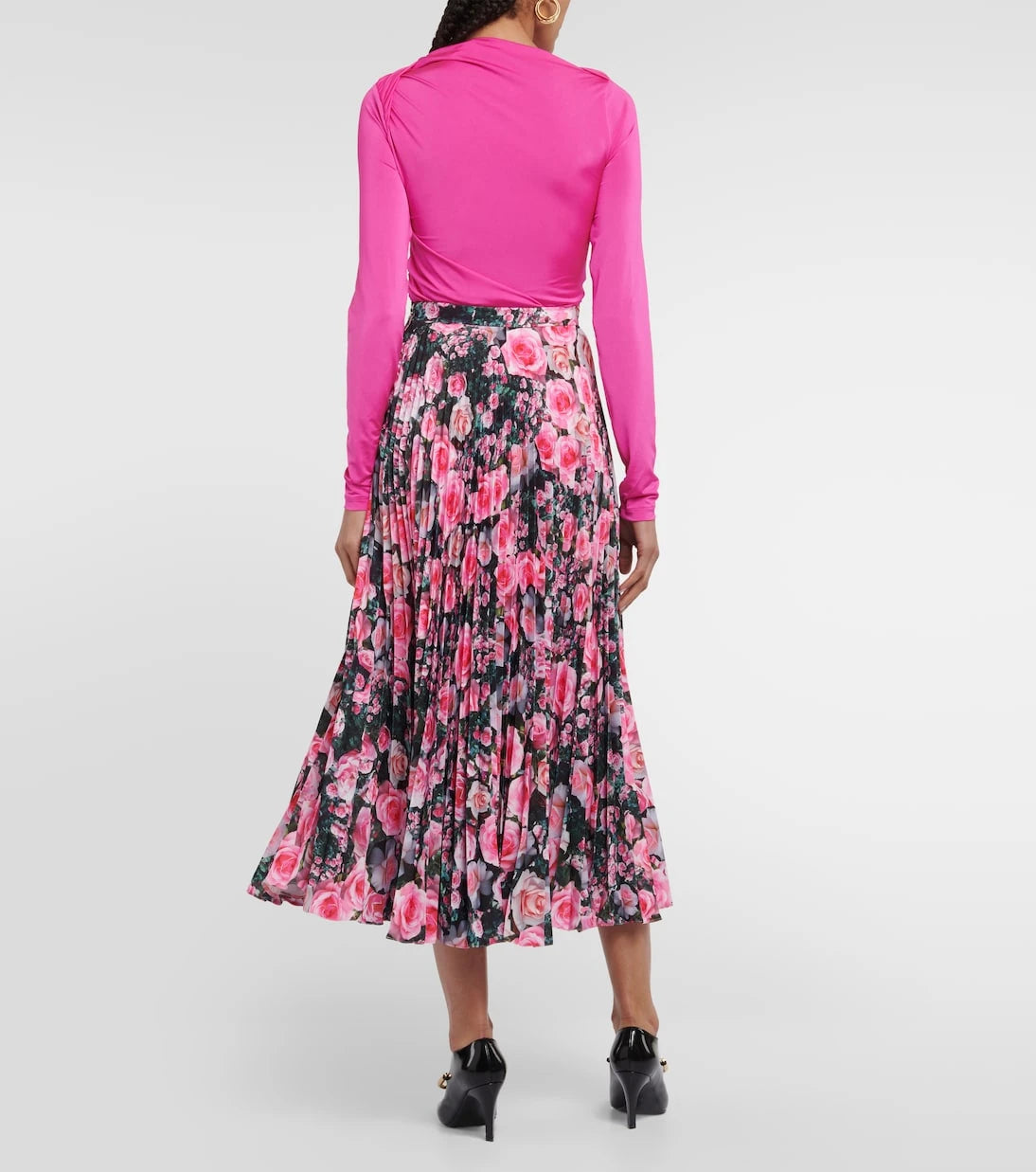 Christopher Kane - Floral high-rise pleated midi skirt