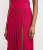 VALENTI Pink Knitted One-Shoulder Maxi Dress