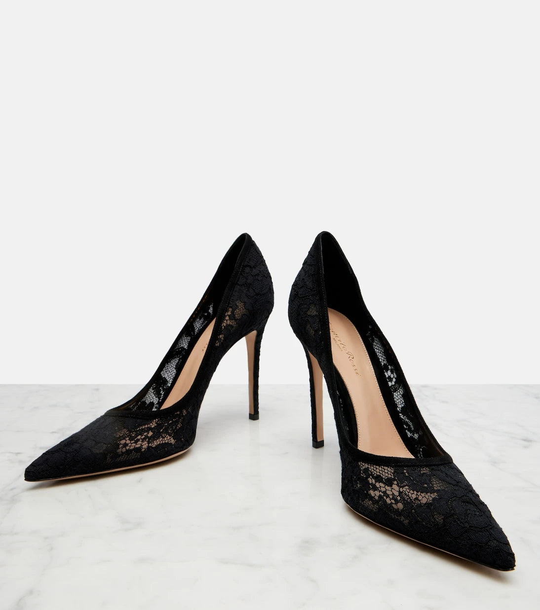 Gianvito Rossi - Claudia suede-trimmed lace pumps