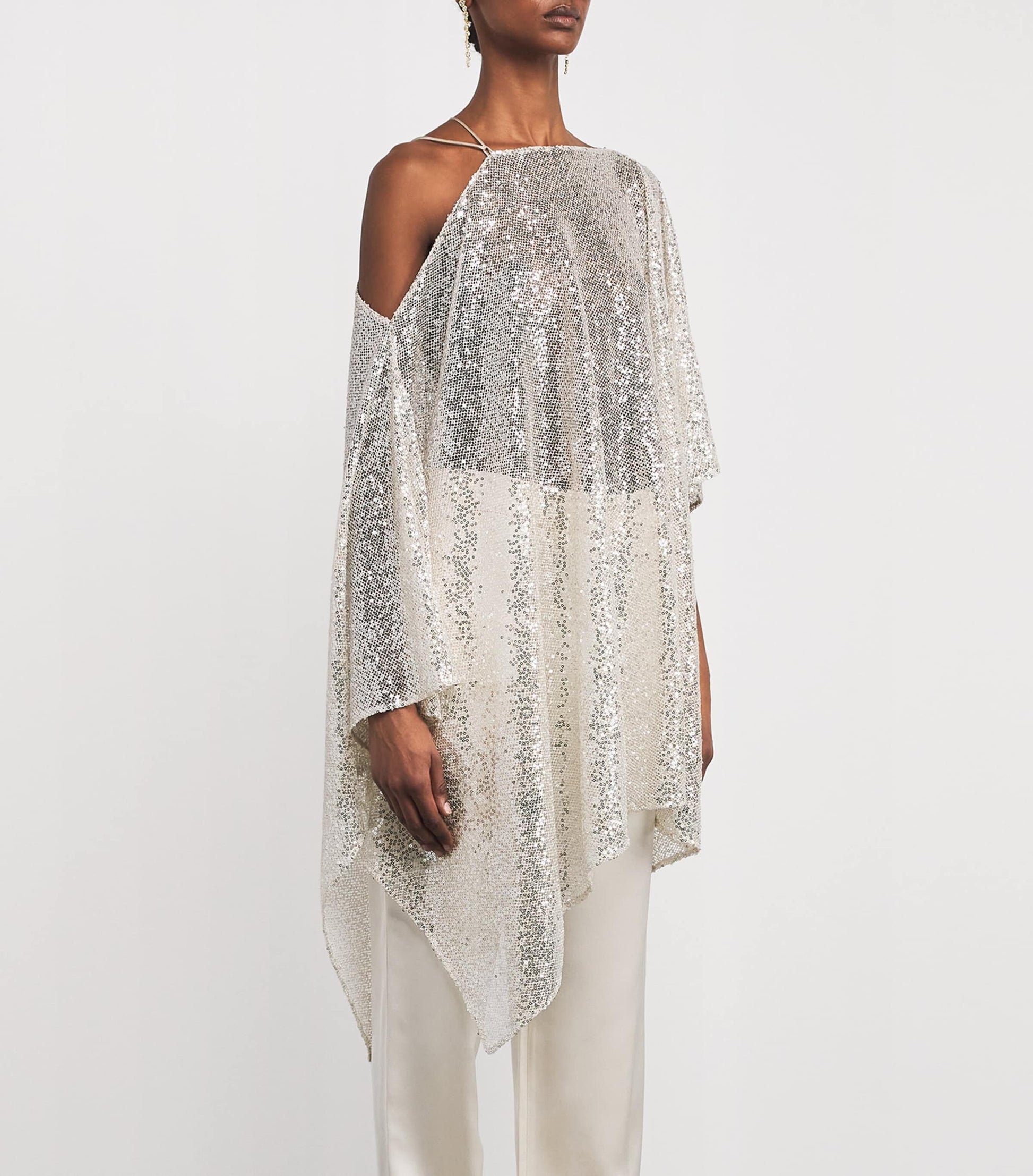 Semi-Sheer Sza Sza Disco Mini Dress CHAMPAGNE