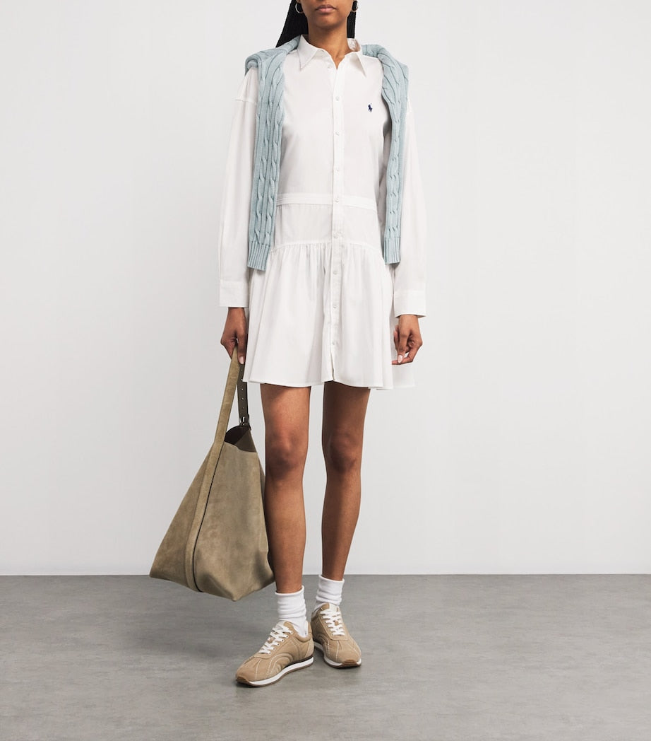Polo Pony Shirt Mini Dress WHITE