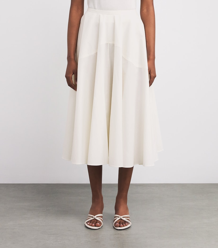 Ivory Organic Cotton Maxine Midi Skirt