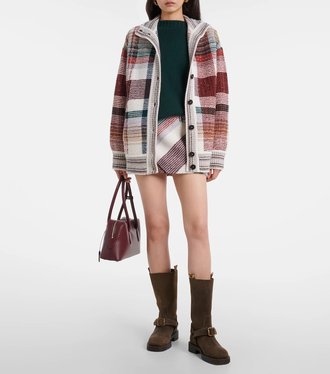 Missoni - تنورة قصيرة بنقشة الزجزاج من مزيج الصوف والقطن