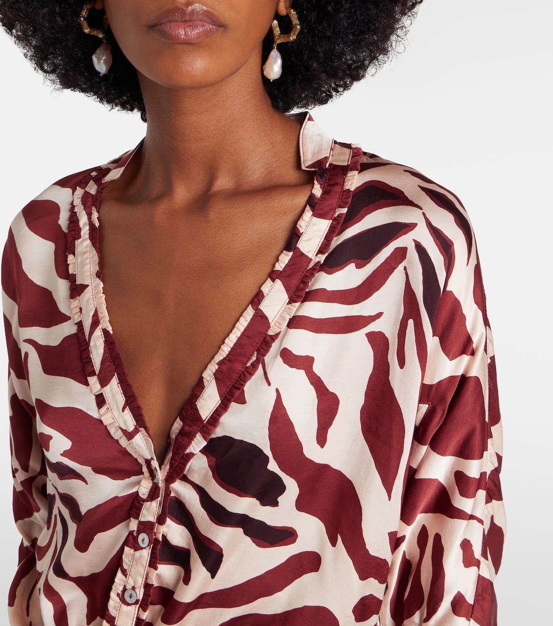 Poupette St Barth - Azia printed tie-detail satin blouse