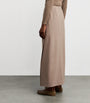 Beige Wool Column Maxi Skirt